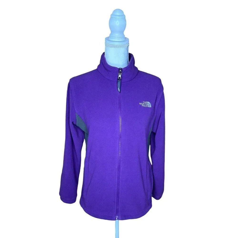 The North Face Fleece Full Zip Jacket Purple Gray Girls Size XL (14-16)